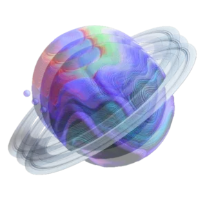 Day and Night Media's Icon for Logo. Blurred, tilted, colorful, planet.