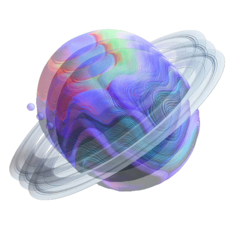 Day and Night Media's Icon for Logo. Blurred, tilted, colorful, planet.