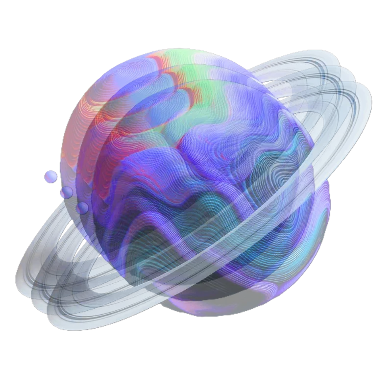 Day and Night Media's Icon for Logo. Blurred, tilted, colorful, planet.