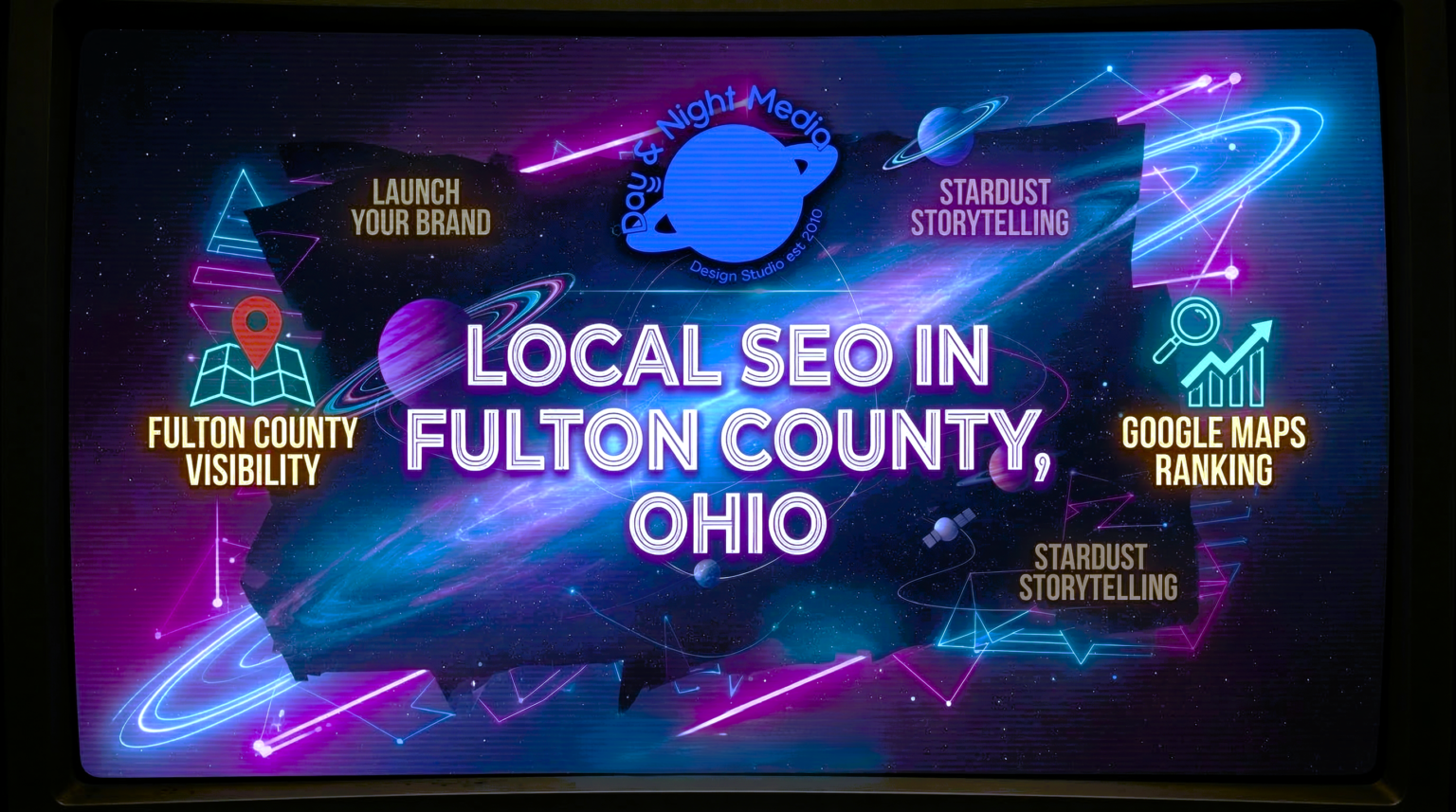 Local Seo in Fu;ton County Ohio with a space scenic background.